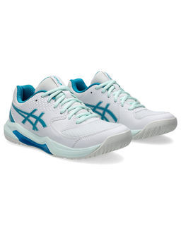 ASICS - Women Gel-Dedicate 8 White/Teal Blue Tennis Shoes