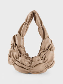 RSVP by Nykaa Fashion - Beige Textured Ruched Shoulder Bag