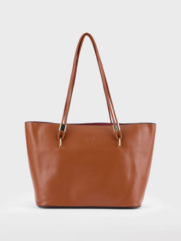 Twenty Dresses by Nykaa Fashion - Tan Solid Rectangular Classic Tote Bag