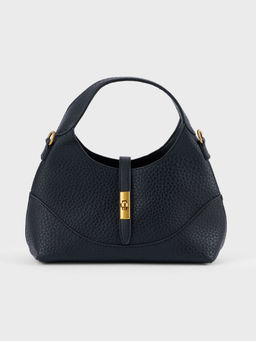 Twenty Dresses by Nykaa Fashion - Black Textured Buckle Detail Small Hand Bag