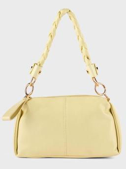 Twenty Dresses by Nykaa Fashion - Lemon Yellow Solid Braided Handle Shoulder Bag