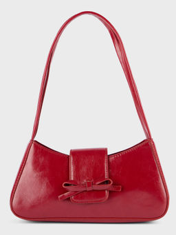 Twenty Dresses by Nykaa Fashion - Red Solid Bow Detail Shoulder Bag