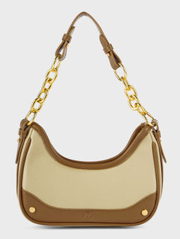 Twenty Dresses by Nykaa Fashion - Beige and Brown Chain Link Shoulder Bag