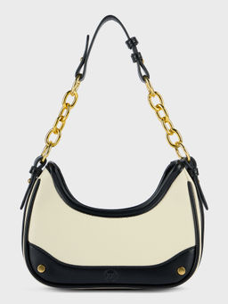 Twenty Dresses by Nykaa Fashion - White and Black Chain Link Shoulder Bag