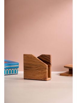 SG Home - Brown Solid Wood Napkin Stand