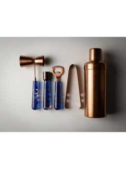 Car-O-Bar - Rose Gold Stainless Steel Cocktail Shaker, Muddler, Opener, Ice Tong and Jigger