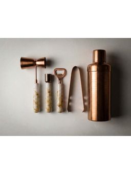 Car-O-Bar - Rose Gold Stainless Steel Cocktail Shaker, Muddler, Opener, Ice Tong and Jigger