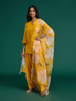 Gajra Gang - Casa Mexicana Yellow Silk Kurta, Salwar & Printed Dupatta (Set of 3)