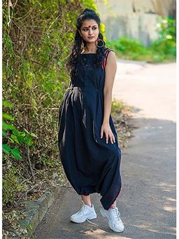 PRATHAA - Black Jumpsuit with Gamcha Detailing