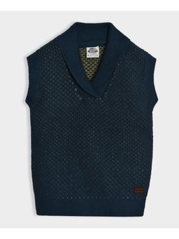 Mi Arcus - Woven Shawl Collar Knitted Sleeveless Sweater for Kids