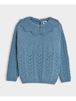 Mi Arcus - Full Sleeves Peter Pan Collar Knitted Solid Sweater for Girls