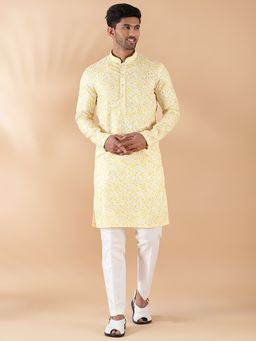 THE KURTA COMPANY - Yellow Cotton Blend Printed Kurta