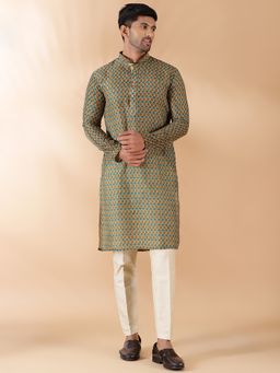 THE KURTA COMPANY - Rama & Olive Cotton Blend Printed Kurta