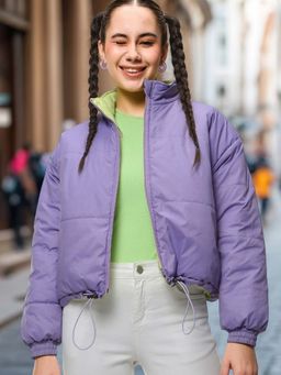 Bewakoof - Women's Lavender & Lime Reversible Super Loose Fit Puffer Jacket