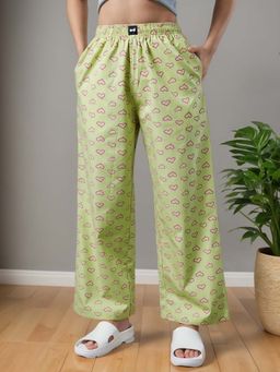 Bewakoof - Women's Green All Over Printed Oversized Pyjamas