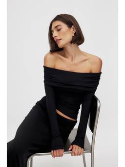 NA-KD - Soft Line Long Sleeve Top-Black