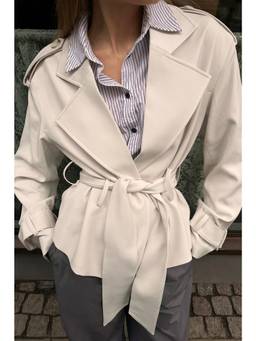 NA-KD - Soft Belted Trench Coat With Belt-Light Beige