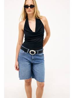 NA-KD - Pleated Sheer Halter neck Top-Black