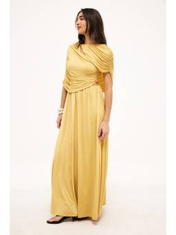 NA-KD - Cut Out Flowy Maxi Dress-Burned Yellow