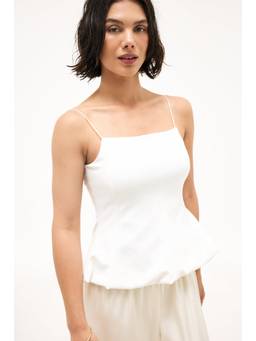 NA-KD - Thin Strap Singlet Top-White
