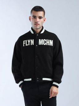 Flying Machine - Appliqued Pattern Relaxed Fit Varsity Jacket