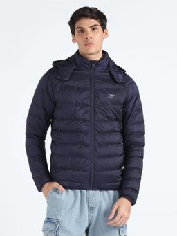 Flying Machine - Blue Hooded Quilted Super Packable Puffer Jacket