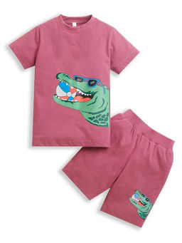 ZIP ZAP ZOOP - Pink Half Sleeve Alligator & Ball Printed T-Shirt & Shorts (Set of 2)