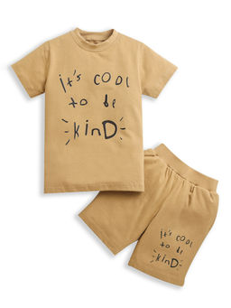 ZIP ZAP ZOOP - Beige It's Cool To Be Kind Printed T-Shirt & Shorts (Set of 2)