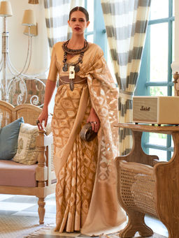 Odette - Festive Gold Tissue Woven Saree with Unstitched Blouse