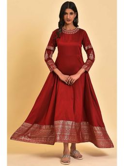 W - Maroon Embroidered Festive Gown