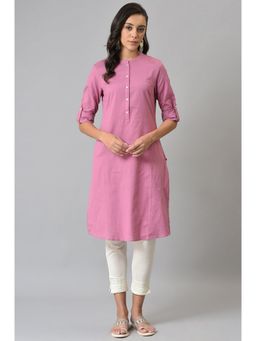 W - Pink Solid Kurta