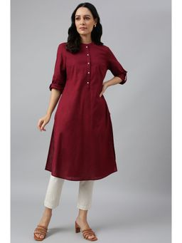W - Red Solid Kurta