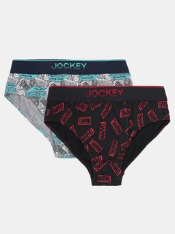 Jockey - M501 Boys Marvel Avengers Cotton Printed Brief - Monument & Black (Pack of 2)
