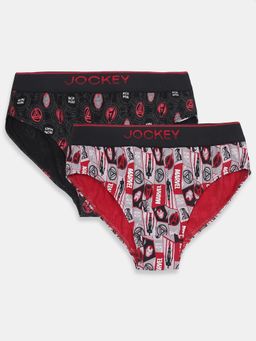 Jockey - M501 Marvel Avengers Cotton Printed Brief Black and Chilli Pepper (Pack of 2)