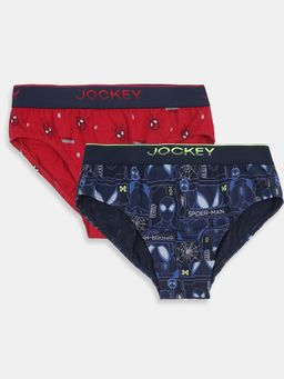 Jockey - M501 Marvel Spiderman Cotton Printed Brief Navy and Chilli Pepper (Pack of 2)