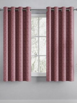 Haus & Kinder - Pink Polyester Blackout Embossed Window Curtain Elysian Bloom (Pack Of 2) (5 Feet)