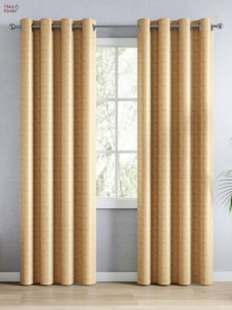 Haus & Kinder - Beige Polyester Blackout Embossed Door Curtain Earthveil (Pack Of 2) (7 Feet)