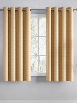 Haus & Kinder - Beige Polyester Blackout Embossed Window Curtain Earthveil (Pack Of 2) (5 Feet)