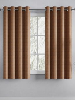 Haus & Kinder - Taupe Polyester Blackout Embossed Window Curtain Earthveil (Pack Of 2) (5 Feet)