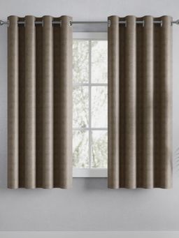 Haus & Kinder - Grey Polyester Blackout Embossed Window Curtain Earthveil (Pack Of 2) (5 Feet)