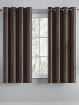 Haus & Kinder - Polyester Blackout Embossed Window Curtain Cordova Brown (Pack Of 2) (5 Feet)