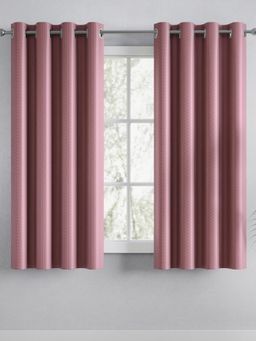 Haus & Kinder - Pink Polyester Blackout Embossed Window Curtain Cordova Rose (Pack Of 2) (5 Feet)