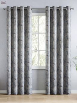 Haus & Kinder - Polyester Blackout Digital Printed (Pack Of 2) Door Curtain Grey (7 Feet)