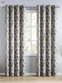 Haus & Kinder - Polyester Blackout Digital Printed (Pack Of 2) Door Curtain Grey (7 Feet)