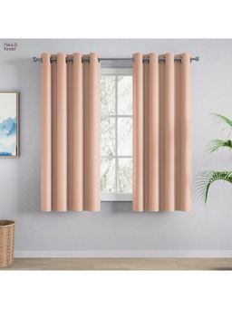 Haus & Kinder - Peach Polyester Blackout Solid Window Curtain Essential Drape (Pack Of 2) (5 Feet)