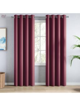 Haus & Kinder - Wine Polyester Blackout Solid Door Curtain Essential Drape (Pack Of 2) (7 Feet)