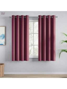 Haus & Kinder - Wine Polyester Blackout Solid Window Curtain Essential Drape (Pack Of 2) (5 Feet)