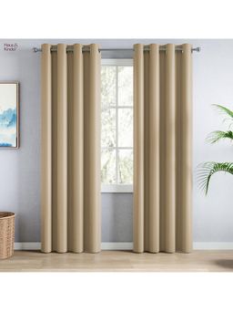 Haus & Kinder - Beige Polyester Blackout Solid Door Curtain Essential Drape (Pack Of 2) (7 Feet)
