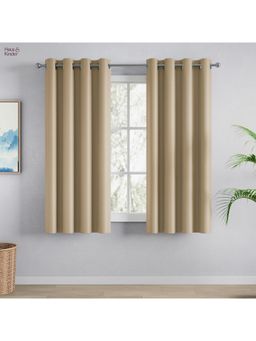 Haus & Kinder - Beige Polyester Blackout Solid Window Curtain Essential Drape (Pack Of 2) (5 Feet)