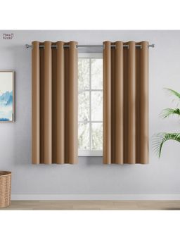 Haus & Kinder - Taupe Polyester Blackout Solid Window Curtain Essential Drape (Pack Of 2) (5 Feet)